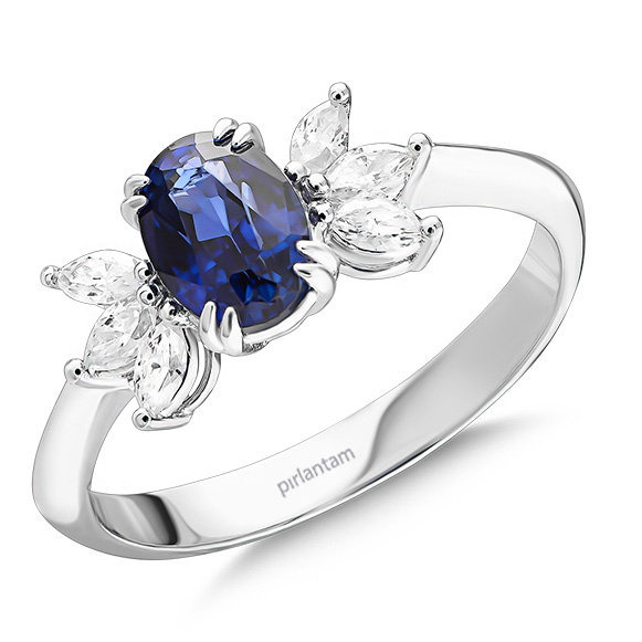 1.40 Ct Pırlanta Safir Yüzük