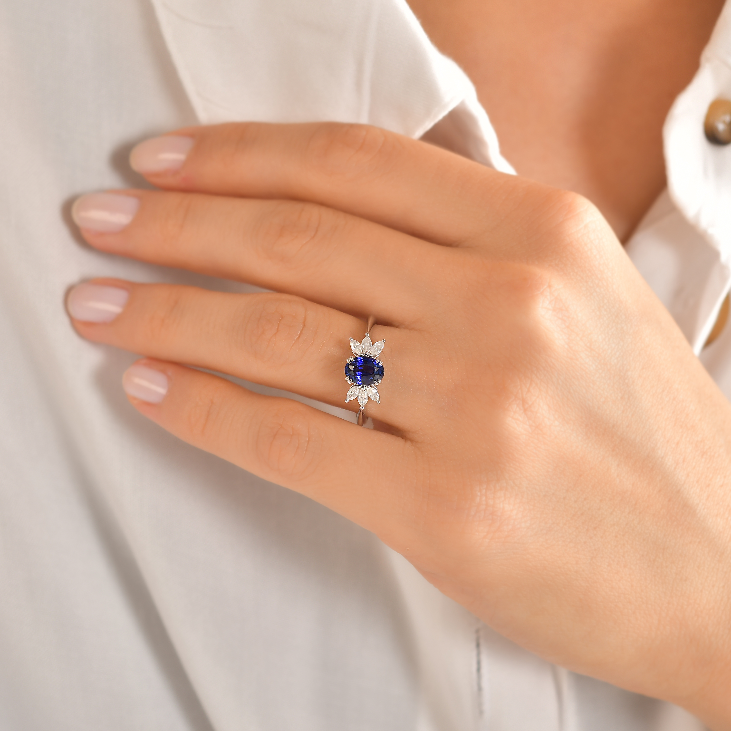1.40 Ct Pırlanta Safir Yüzük