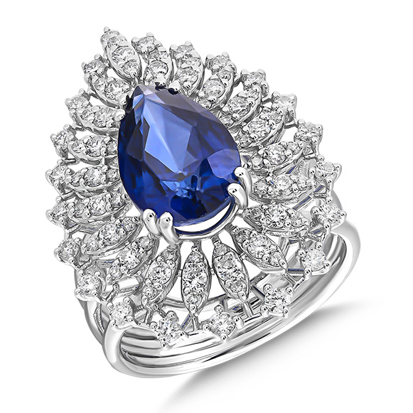 5.55 Ct Pırlanta Safir Yüzük