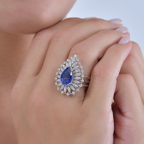 5.55 Ct Pırlanta Safir Yüzük