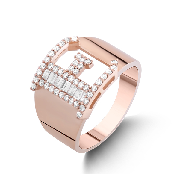 0.40 Ct. Pırlanta Harf Baget Yüzük