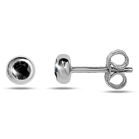 0.10 ct Siyah Pırlanta Tektaş Erkek Küpesi (Tek Adet Fiyatı)