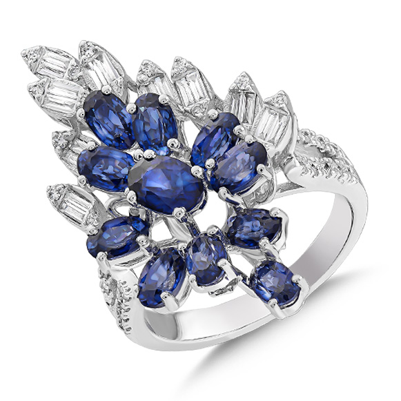 4.35 Ct.Pırlanta Baget Safir Yüzük