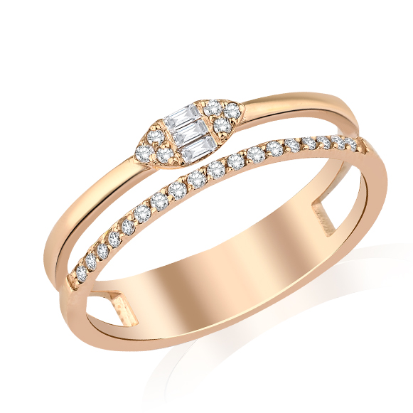 0.16 ct Pırlanta Baget Yüzük