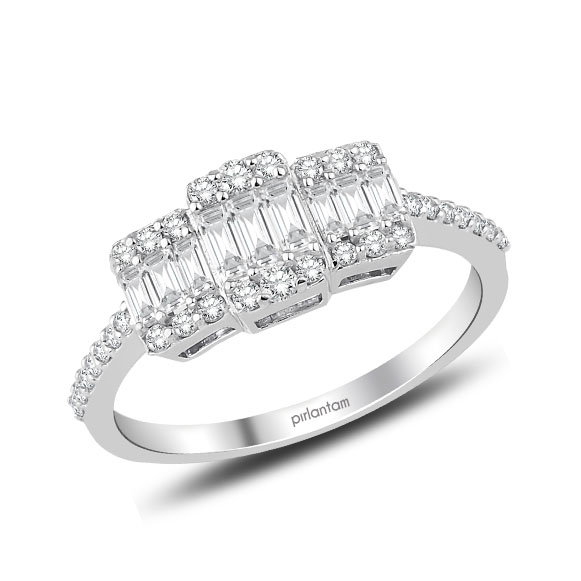 0.40 ct Pırlanta Baget Yüzük