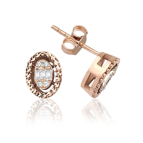 0.16 Ct. Pırlanta Baget Küpe