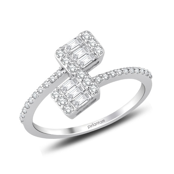 0.55 ct Pırlanta Baget Yüzük