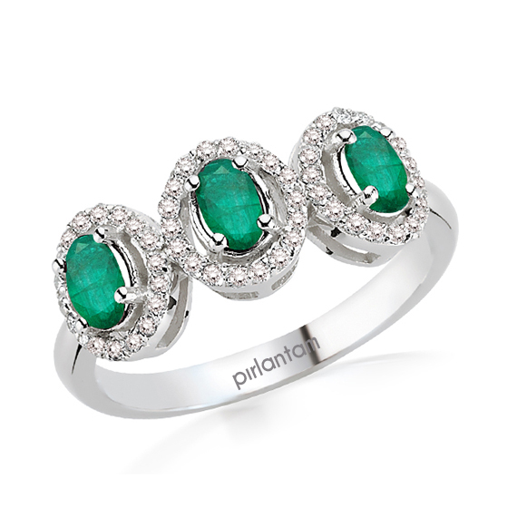 0.91 ct. Pırlanta Zümrüt Yüzük