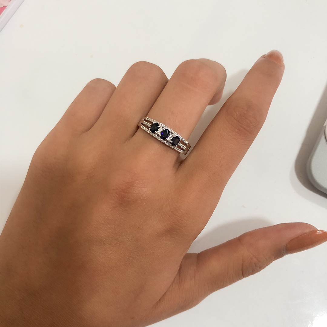 0.83 ct. Pırlanta Safir Yüzük