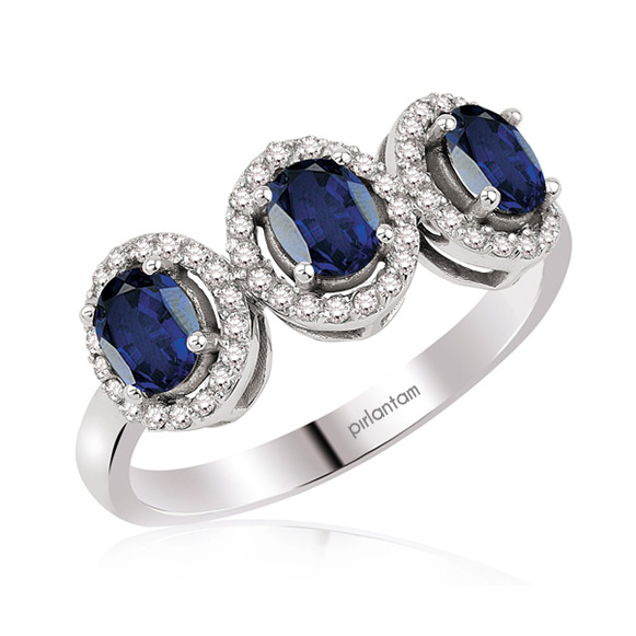 1.78 ct. Pırlanta Safir Yüzük