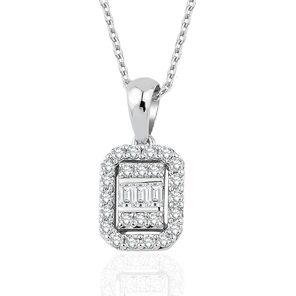 0.20 ct Baget Pırlanta Kolye