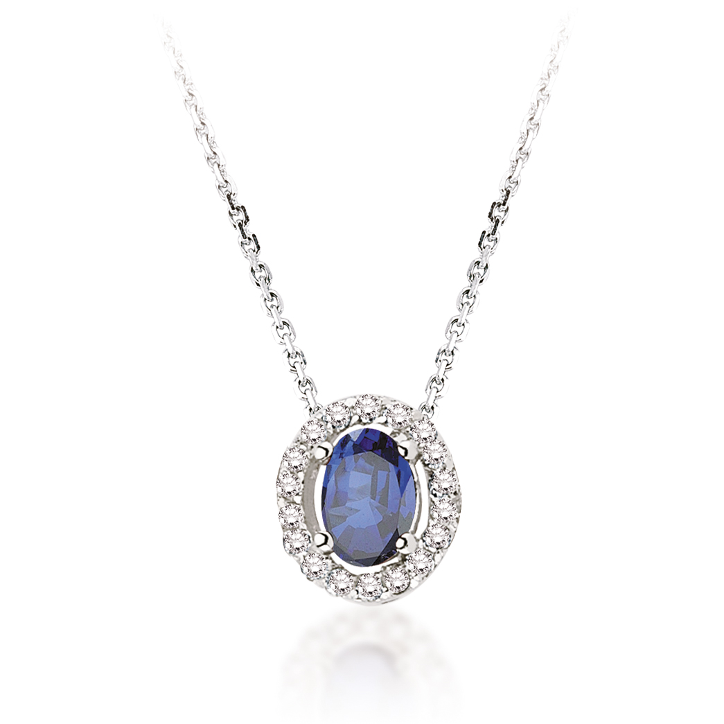 0.43 ct. Pırlanta Safir Kolye