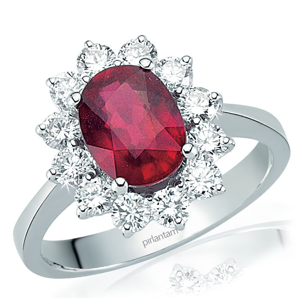3.21 ct. Pırlanta Yakut Yüzük