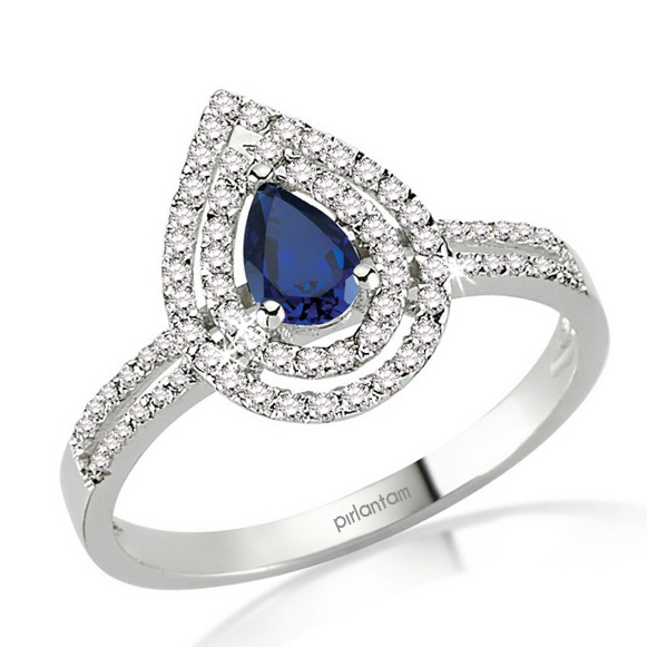 0.70 ct. Pırlanta Safir Yüzük