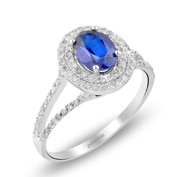 0.82 ct. Pırlanta Safir Yüzük