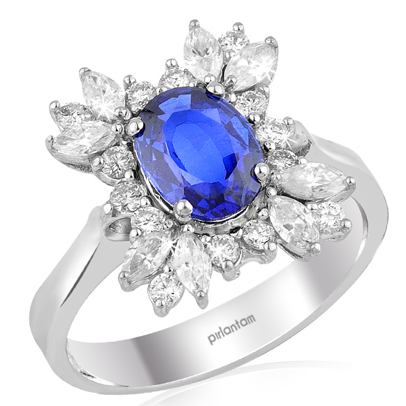 2.57 ct. Pırlanta Safir Yüzük