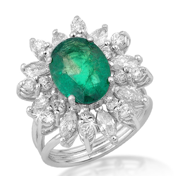 4.66 ct Pırlanta Zümrüt Yüzük