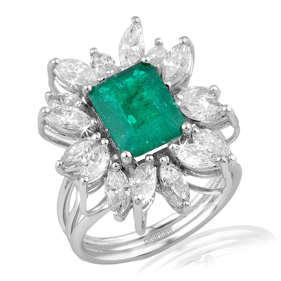 3.77 ct. Pırlanta Zümrüt Yüzük