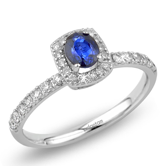 0.78 ct. Pırlanta Safir Yüzük