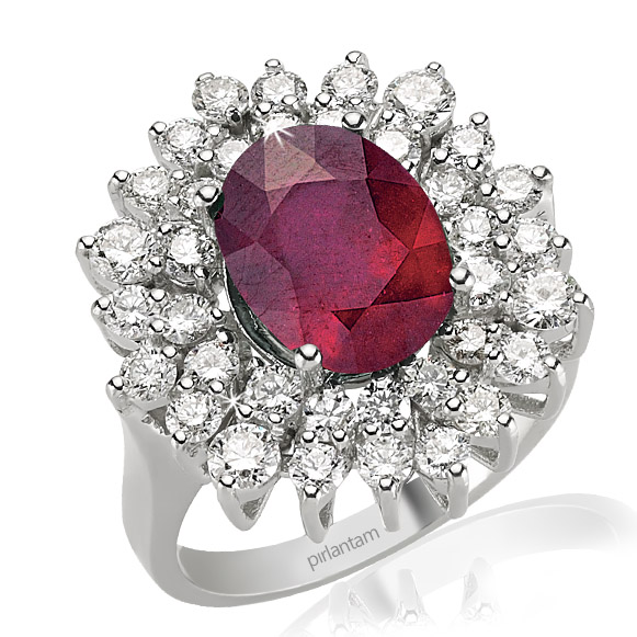 6.85 ct Pırlanta Yakut Yüzük