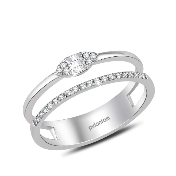 0.16 ct Pırlanta Baget Yüzük