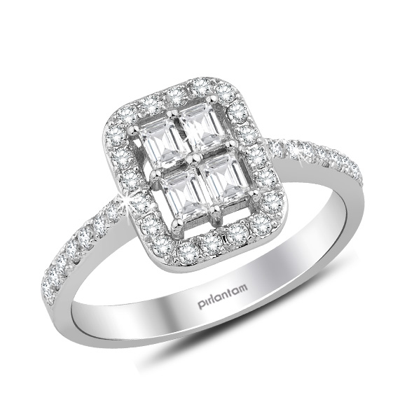 0.50 Ct. Pırlanta Baget Yüzük