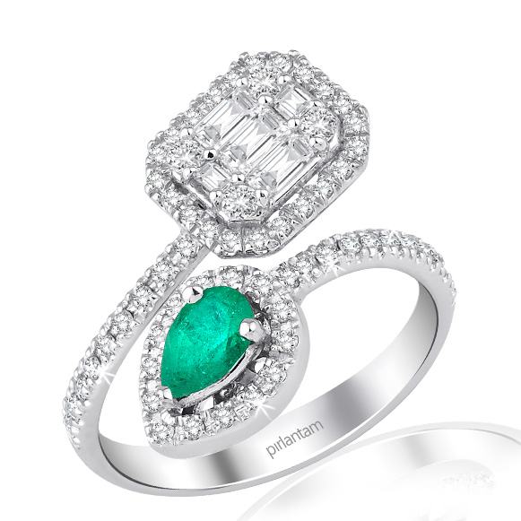 0.98 ct Pırlanta Zümrüt Yüzük