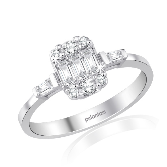 0.47 ct Pırlanta Baget Yüzük