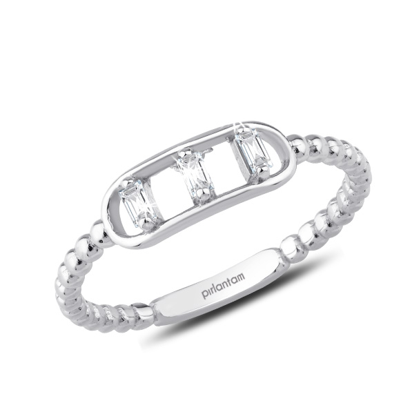 0.09 ct Pırlanta Baget Yüzük