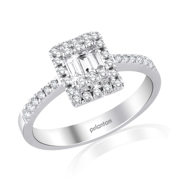 0.40 ct Pırlanta Baget Yüzük