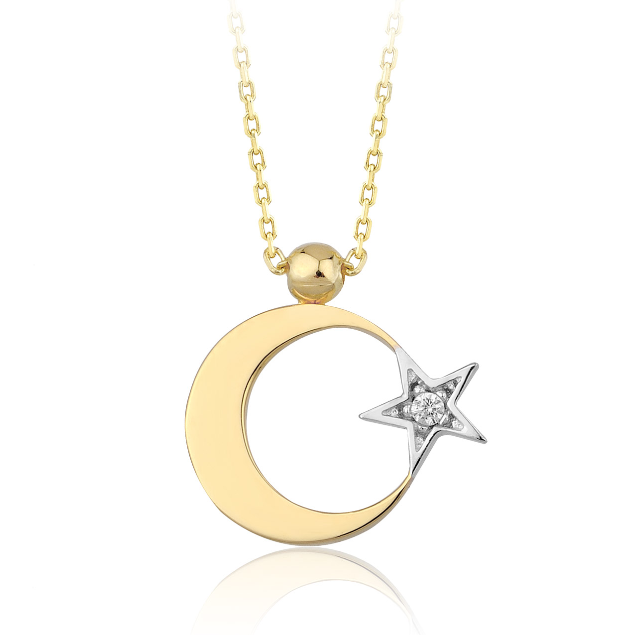 0.02 ct. Ay yıldız Kolye