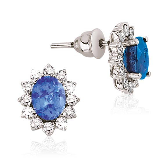 2.94 ct. Pırlanta Tanzanit Küpe