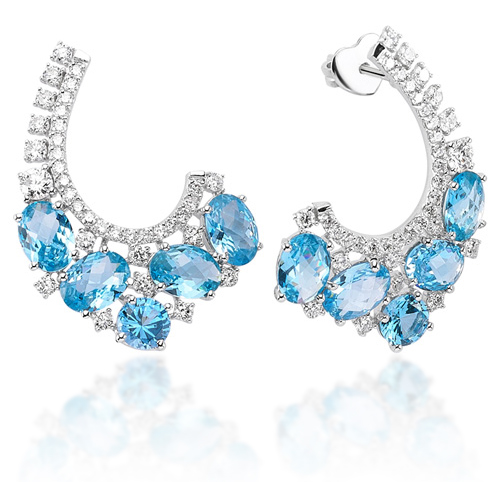 1.51 ct. Pırlanta Blue Topaz Küpe