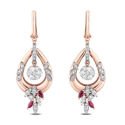 1.69 Ct Pırlanta Yakut Küpe