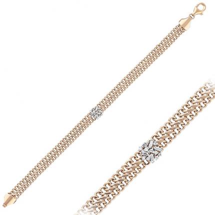 0.25 Ct Pırlanta Baget Zincir Bileklik