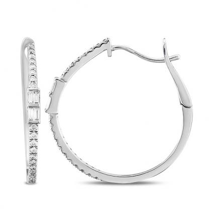 0.33 Ct. Pırlanta Baget Halka Küpe