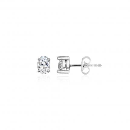 0.80 Karat Oval Pırlanta Tektaş Küpe
