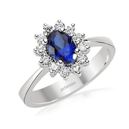 0.85 ct. Pırlanta Safir Yüzük