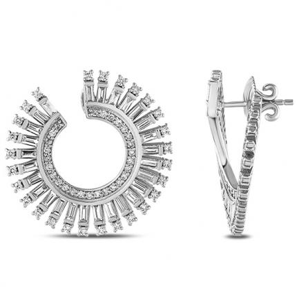 1.80 ct. Pırlanta Baget Küpe