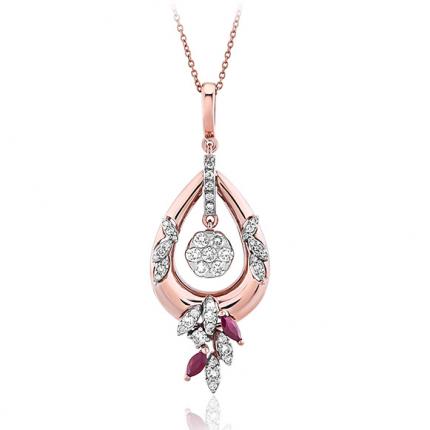 0.90 Ct Pırlanta Yakut Kolye