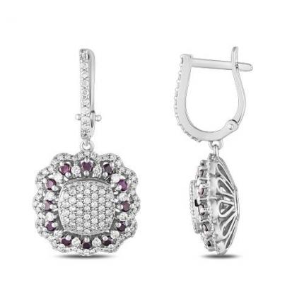 1.45 Ct. Mor Pırlanta Küpe