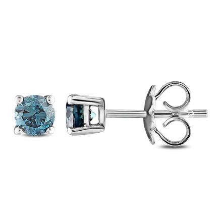 0.71 Ct Mavi Pırlanta Küpe