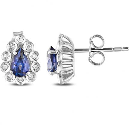 1.05 Ct Pırlanta Safir Küpe