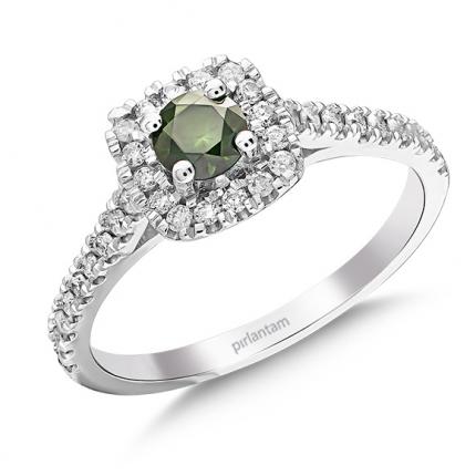 0.63 Ct Yeşil Pırlanta Fantazi Yüzük