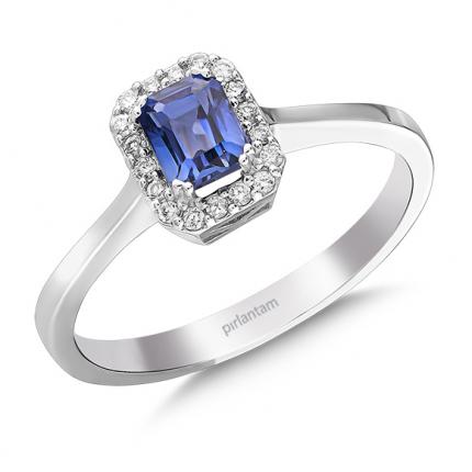 0.75 Ct Pırlanta Safir Yüzük