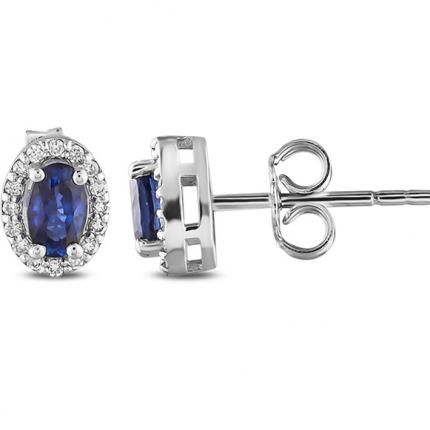 0.85 Ct Pırlanta Safir Küpe