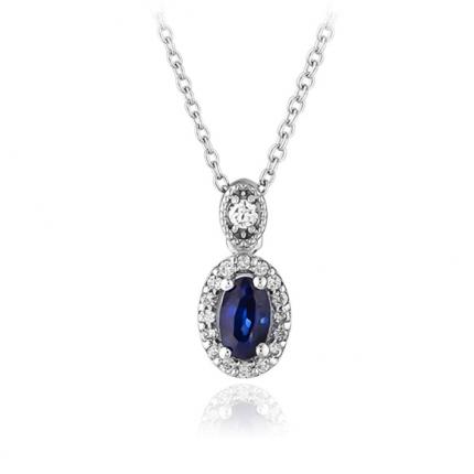 0.45 Ct. Pırlanta Safir Kolye 