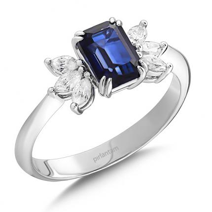1.60 Ct Pırlanta Safir Yüzük