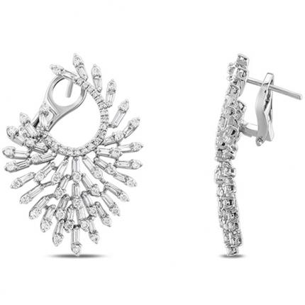 2.50 Ct Baget Pırlanta Küpe
