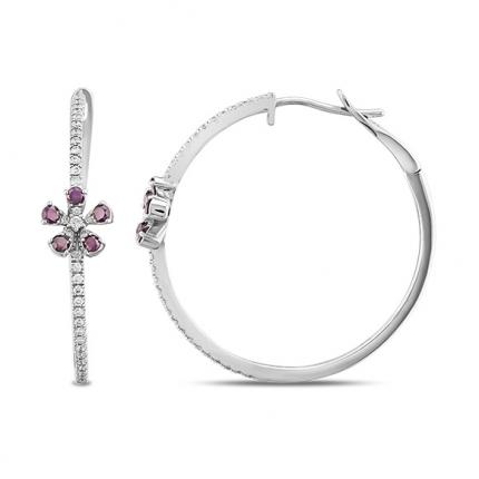 0.65 ct. Mor Pırlanta Küpe